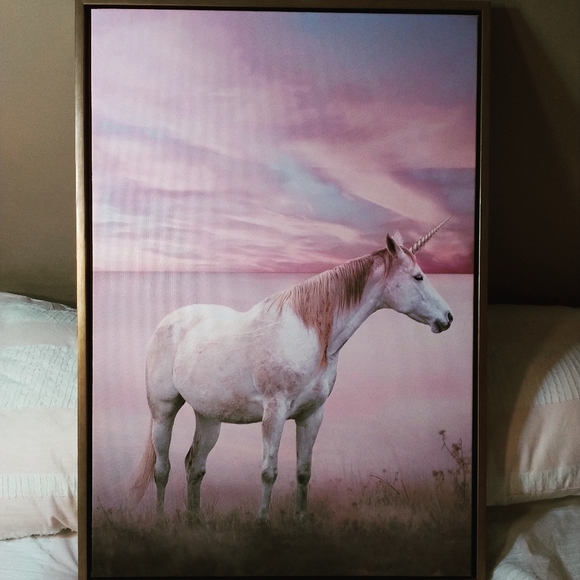 Unicorn Canvas in Floating Gold Frame - Picture 1 of 9